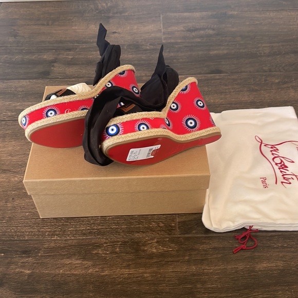 Christian Louboutin Athina Des Cyclades Evil Eye 120 Wedge Sandals BNIB 39 (9) - Picture 13 of 14
